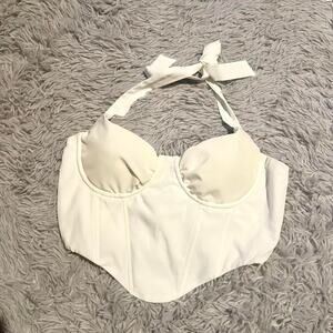 White Whimsical Clean Girl FairyCore Pixie Feminie Mystical corset bustier‎ top